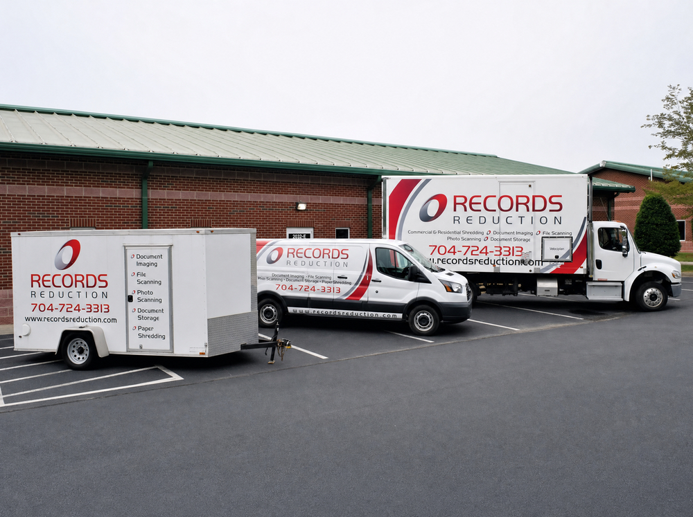 Records Reduction mobile shredding truck fleet serving businesses across North and South Carolina